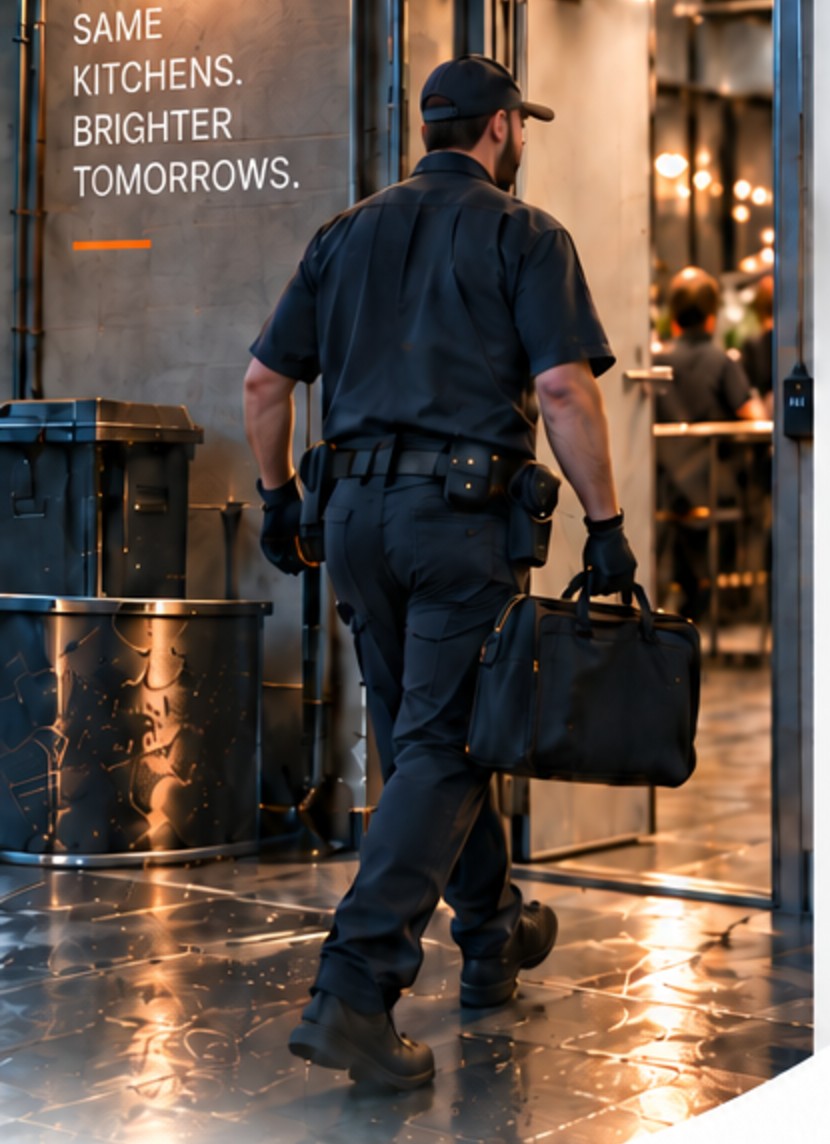 Technician arriving at the back door